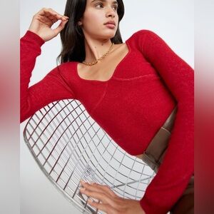 Aritzia Wilfred Greer Red Knit Sweater